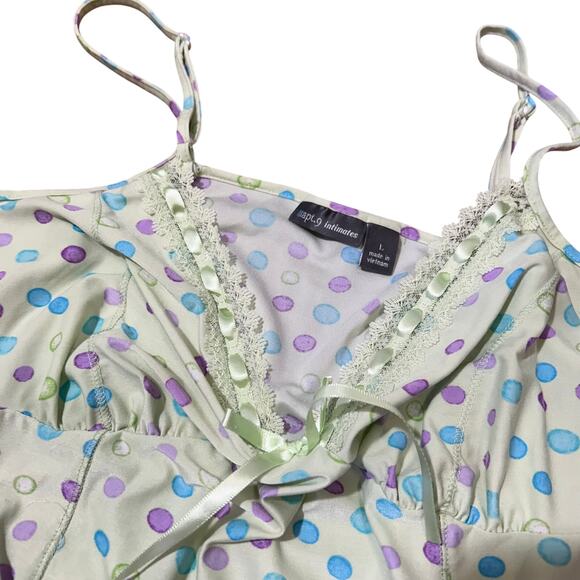 Apt. 9 Pastel Polka Dot Lace Trim Slip Dress Y2K Coquette Nightie Size L - Picture 5 of 5